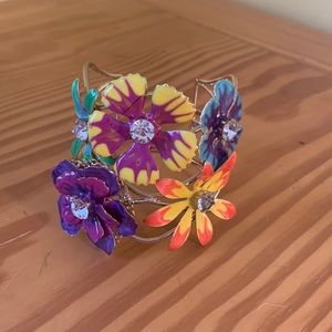 Enamel and crystal flower bracelet/cuff.